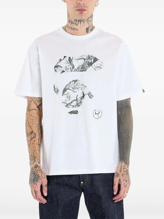 A Bathing Ape Tree Edge Camo Ape Face T-shirt - White