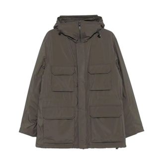 Emporio Armani Jassen, Heren, Grijs, M, Leer, ASV Travel Essentials Gewatteerd Jack