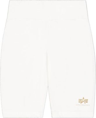 Alpha Industries Sweatshorts ALPHA INDUSTRIES Basic Bike Shorts SL FP Wmn, Damen, Gr. XS, Normalgr&ouml;ssen, weiss (wei&szlig;, gelb gold), Obermaterial: 95% Baumwolle, 5% Elast