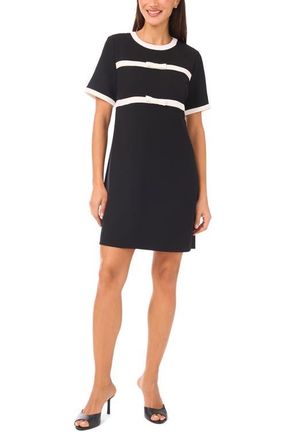 CeCe by Cynthia Steffe Bow Stripe Shift Dress in Rich Black at Nordstrom, Size 4