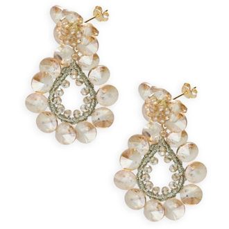 Lott. Gioielli Bloem Dubbele Druppel Oorbellen - Dames - Oorbellen - Geel - ONE Size - Wol - Accessoires