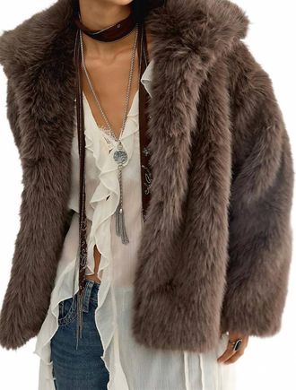 Citizens Of Humanity Liliana Funnel-Neck Faux Fur Jacket In Violet Oak