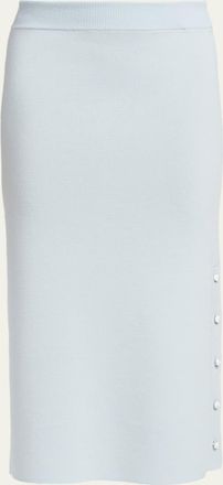 Jil Sander Button-Hem Wool Knit Midi Skirt