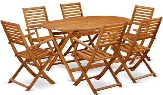 East West Furniture Wooden Patio Set Natural Oil, DIBS7CANA