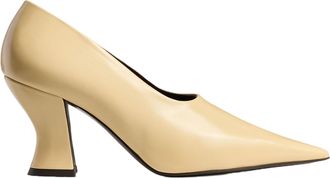 Khaite Colleen 75 Glazed Calfskin Block Heel Pumps