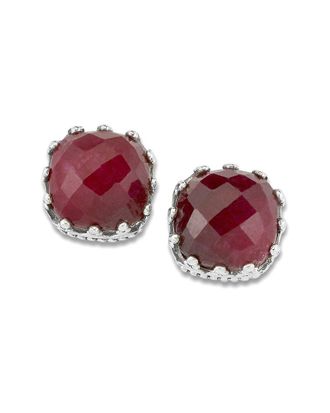 Samuel B. Silver 12.00 Ct. Tw. Red Corrundum Earrings