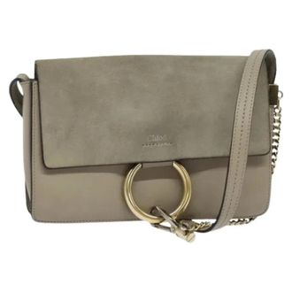 Chlo&eacute; Pre-owned Cross Body Bags, female, Gray, Size: ONE SIZE Pre-owned Suede Shoulder Bag