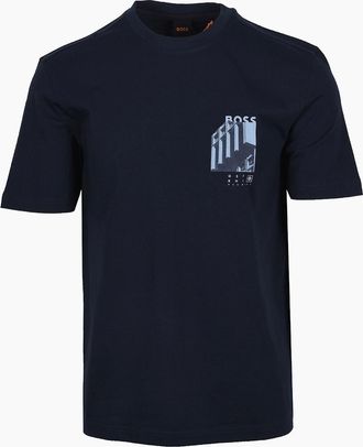 HUGO BOSS Mens Boss Orange TE_BOARD TSHIRT DARK BLUE - Navy - Size: 40
