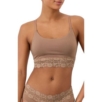 Pact Lace Modern Scoop Bralette Made With Organic Cotton in Driftwood Brown at Nordstrom, Size Xx-Large