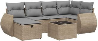 vidaXL Juego De Sof&aacute;s Jard&iacute;n Con Cojines Beige Mezcla 7 Pzas Rat&aacute;n Pe Vidaxl