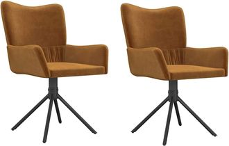 vidaXL Sillas De Comedor Giratorias 2 Unidades Terciopelo Marr&oacute;n Vidaxl