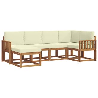 vidaXL Conjunto De Sof&aacute;s De Exterior Con Coj&iacute;n 6 Pcs Natural Y Crema Vidaxl