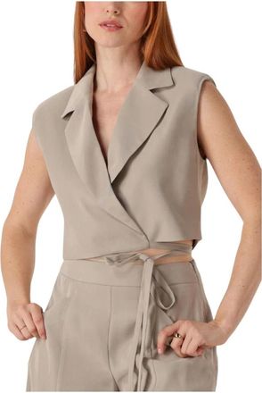 Access Fashion Access Fashion, Jassen, Dames, Beige, S, Leer, Veelzijdige Kit Blazer voor de Zomer