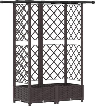 vidaXL Cama Elevada Con Trellis Y Techo Marr&oacute;n 124 X 40 X 121 Cm Pp Vidaxl