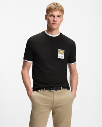 Boss Orange by Hugo Boss Mens T-Shirt in Black Cotton - Size X-Large