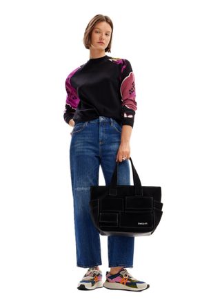 Desigual Womens Woman Flat Knit Thin Gauge Pullover Sweater Black