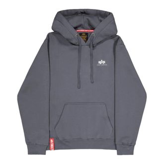 Alpha Industries Basic Hoody Small Logo - Heren - Hoodies - Grijs - M - Katoen - Hoodies & sweatvesten