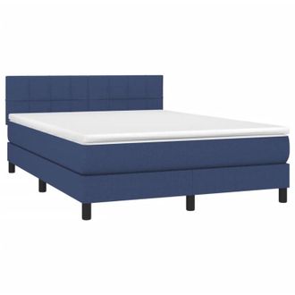 vidaXL Cama Box Spring Con Colch&oacute;n Tela Azul 140x200 Cm Vidaxl