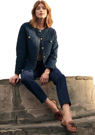 Jessica London Quilted Denim Lady Jacket in Indigo Quilting at Nordstrom, Size 20