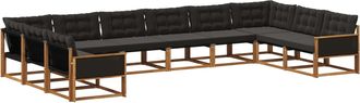 vidaXL Conjunto De Sof&aacute;s De Exterior 10 Uds. Natural Y Negro Vidaxl