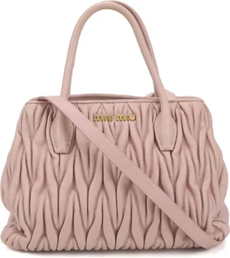 Miu Miu Matelasse Pink Leather Tote Bag (Pre-Owned)
