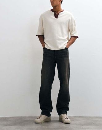 Wrangler jeans dritti ampi in nero slavato