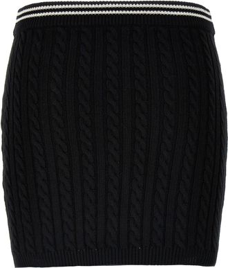 Alessandra Rich Braided Cotton Mini Skirt - Black