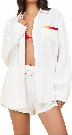 Surf Gypsy Ombre Embroidered Shirt And Short Set In White