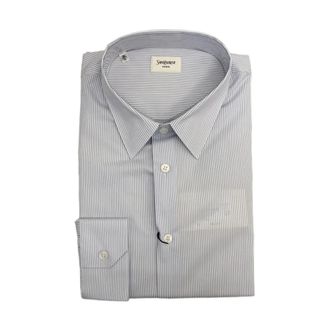 Saint Laurent Formal Shirts, male, Blue, Size: XL Cotton Shirt