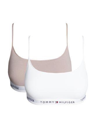 Tommy Hilfiger Bralette-BH 2 PACK BRALETTE, Damen, Gr. M (38), N-Gr, weiss (wei&szlig;, balanced beige), Jersey, Obermaterial: 95% Baumwolle, 5% Elasthan, TOMMY HILFIGER U