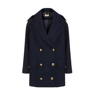 Elisabetta Franchi Abrigo Cruzado de Neopreno - Coats - Mujer - Azul - XS