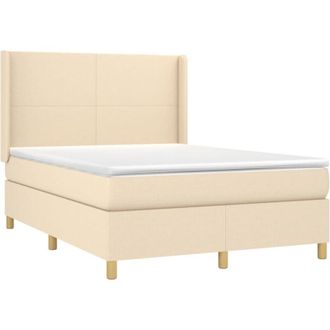 vidaXL Vidaxl - Cama Box Spring Colch&oacute;n Y Luces Led Tela Crema 140x200 Cm
