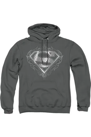 Gildan Superman Tribal Steel Logo Adult Pull Over Hoodie / Hooded Sweatshirt