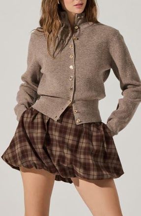 ASTR the Label Tawni Stand Collar Cardigan in Taupe at Nordstrom Rack, Size Large