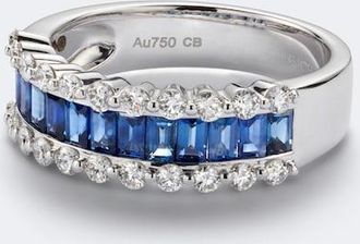 Bucherer Baguette Love 18kt white gold ring with sapphires and diamonds