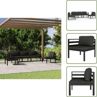 vidaXL The Living Store Set Divani da Giardino 5 pz con Cuscini in Alluminio Antracite - Divano in alluminio