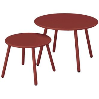 Vente-Unique Tavolini da giardino a incastro in metallo - Rosso - MIRMANDE di MYLIA