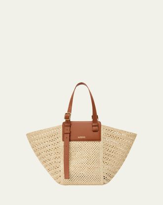 Loewe x Paulas Ibiza Medium Hammock Cabas Bag in Raffia and Calfskin