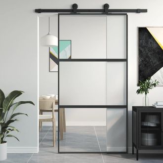 Berkfield Home Sliding Door Black 102.5x205 cm Tempered Glass & Aluminium