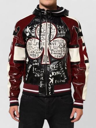 Dolce & Gabbana leather hooded biker jacket