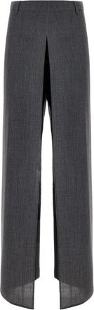 Fendi Wijde Broek - Dames - Wijde Broeken - Grijs - S - Wol - Broeken