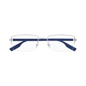 Montblanc MB0188O006 Rectangle Semi-Rim Metal Eyeglasses - Silver