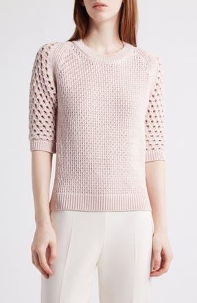 BOSS Funima Cotton Blend Crochet Sweater in Crystal at Nordstrom Rack, Size X-Small