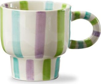 Tag Ava Stripe Stoneware Mug Green Multi 12 oz at Nordstrom