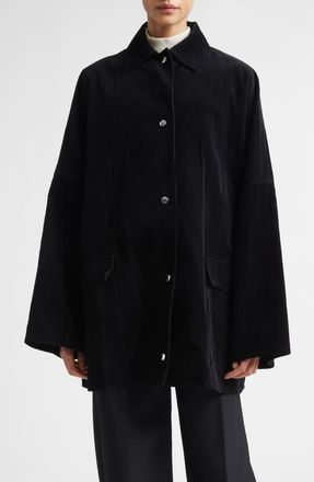 Toteme Organic Cotton Corduroy Overshirt Jacket in Black at Nordstrom, Size Xx-Small