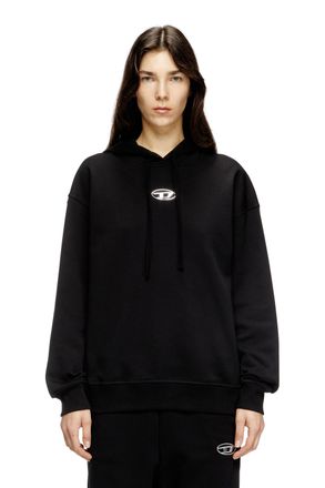 Diesel Hoodie with metal-effect Oval D logo - Sweaters - Woman - Black
