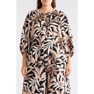 Renee C Leaf Print Top in Black/Taupe at Nordstrom Rack, Size 2 X