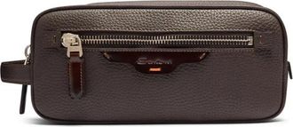 Santoni Beauty in pelle martellata - Heren - Toilettassen - Bruin - ONE Size - Leer - Tassen