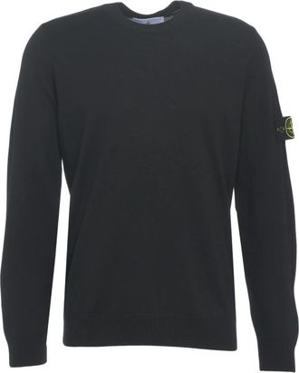 Stone Island Blauwe Gebreide Trui Crew Neck Pullover Aw 25 - Heren - Ronde hals truien - Zwart - L - Truien & Vesten