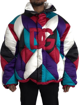 Dolce & Gabbana Multicolor Logo Windbreaker Puffer Mens Jacket